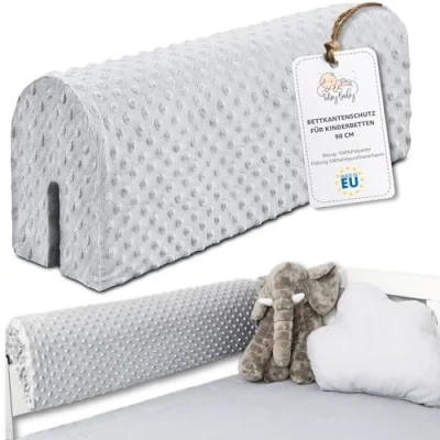 Afbeelding van Bedrand bescherming voor babybed, ademend, schuimen bed omranding, 90 cm, lichtgrijs