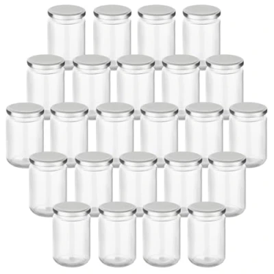 Afbeelding van gouveo 24 stuks 350 ml ronde voorraadpotten met schroefdeksel zilver