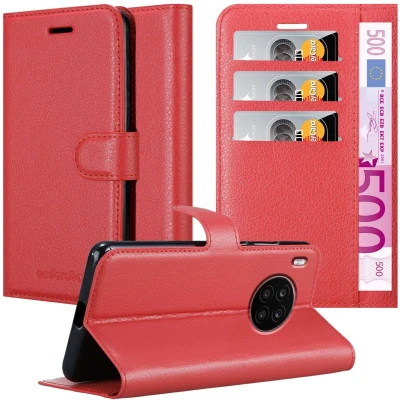 Afbeelding van Cadorabo Hoesje geschikt voor Honor 50 LITE in KARMIJN ROOD Beschermhoes met magnetische sluiting, standfunctie en kaartvakje Book Case Cover Etui