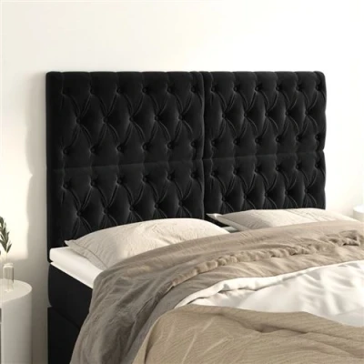 Afbeelding van vidaXL Hoofdborden 4 st 80x7x78/88 cm fluweel zwart