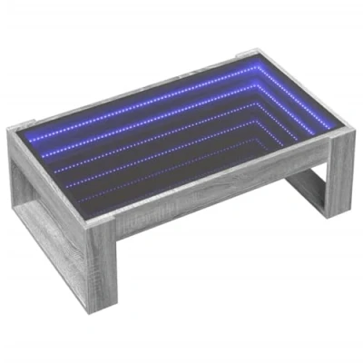 Image de vidaXL Table basse avec LED infini sonoma gris 90x53x30 cm