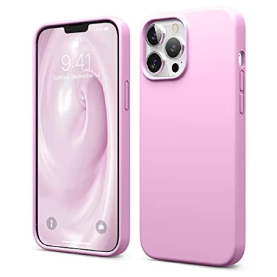 Afbeelding van elago Vloeibare siliconen hoes, compatibel met iPhone 13 Pro Max, 6,7 inch hoogwaardige siliconen, volledige bescherming, 3 lagen schokbestendig, zachte krasbestendige microfiber voering, roze (hot pink)