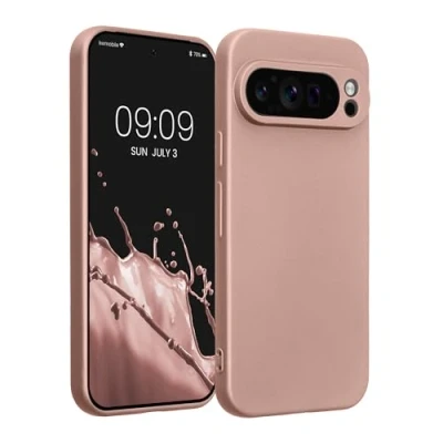 Afbeelding van kwmobile metallic telefoonhoesje van TPU geschikt voor Google Pixel 9 Pro Flexible case smartphone In roségoud