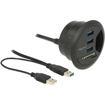 Afbeelding van DeLOCK In Desk Hub 3 Port USB 3.0 + 2 Slot SD Card Reader