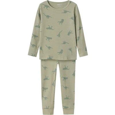Afbeelding van NAME IT NMMNIGHTSET AGAVE GREEN DINO RIB NOOS Jongens Nacht setje Maat 98/104