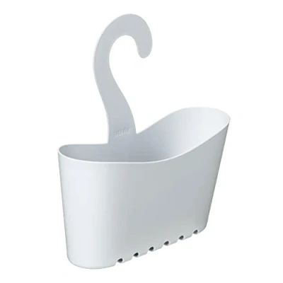Afbeelding van TATAY Douchemand van polypropyleen met haken, multifunctionele mand, voor het ophangen de mand onder douche, wit, afmetingen 25 x 9 28 cm