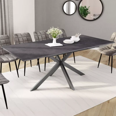 Afbeelding van JASPE uitschuifbare eettafel, rechthoek, 6 10 personen, blad met betoneffect, antracietgrijze spinpoot 160 200cm