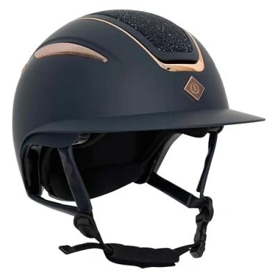Afbeelding van Imperial Riding Cap IRHOlania Deluxe Big Visor Navy/Rosegold L (59 61cm) Agradi.be