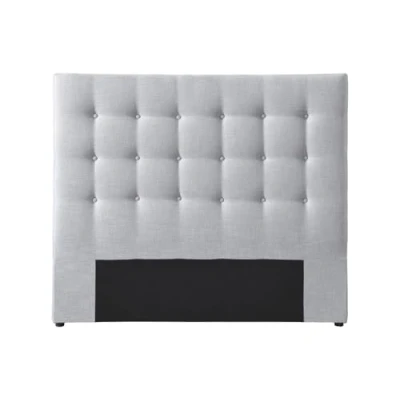 Afbeelding van Vente unique Hoofdbord met capitonnage 140 cm Stof Lichtgrijs FRANCESCO L 144 x H 125 D 9.5