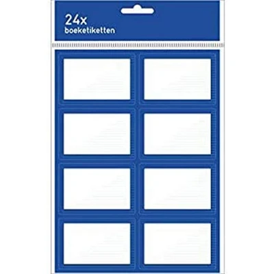 Afbeelding van Kangaro boeketiketten 7,5 x 5 cm pak a 24 etiketten blauw/wit K 58134
