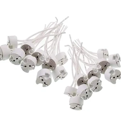 Afbeelding van JZK 20 stuks GU5.3/MR16 keramische kwartslamphouder met siliconen kabel voor halogeenlampen, ledlampen, wit