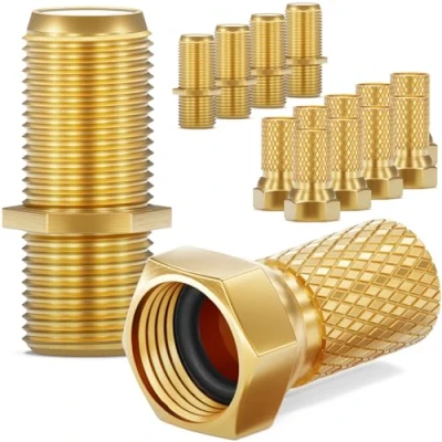 Afbeelding van HB DIGITAL 5 stuks F connectoren, 7 mm, verguld, met rubberen afdichting, brede moer voor coaxantennekabel, verlenging, satellietkabel, installatie