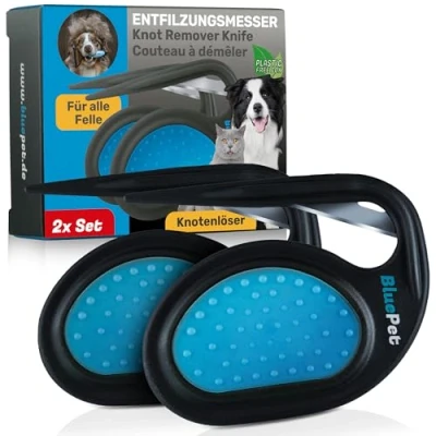 Afbeelding van BluePet Set van 2 ontwarrende kammen voor honden en katten, het verwijderen klitten verwarde haren, verzorgingsmes langharige dieren, kam met knopen vilten
