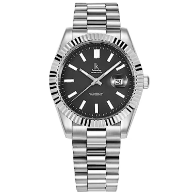 Afbeelding van Alienwork IK Watch Metalen Armband voor dames en heren, Zilver/Zwart/Zilver Armband,