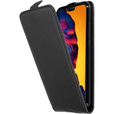 Afbeelding van Cadorabo Hoesje geschikt voor Huawei P20 LITE 2018 / NOVA 3E in ZWARTE OXIDE Beschermhoes flip design Case Cover van getextureerd imitatieleer