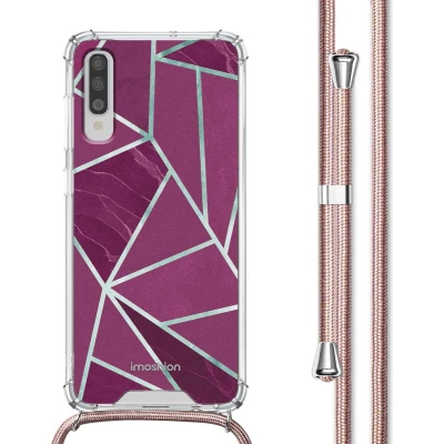 Afbeelding van iMoshion Hoesje Geschikt voor Samsung Galaxy A70 met Koord Design Meerkleurig / Bordeaux Graphic