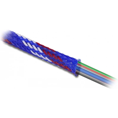 Afbeelding van Gevlochten mouw rekbare 2 m x 6 mm blauwrood wit
