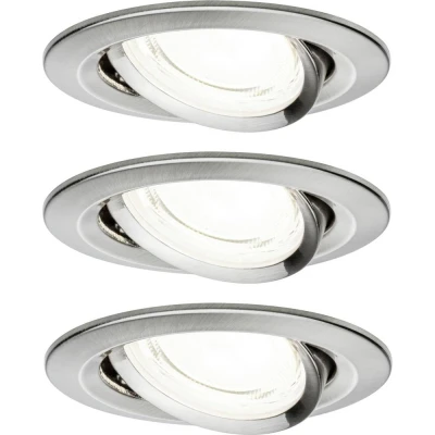 Afbeelding van Paulmann 92456 Nova Coin LED inbouwlamp Set van 3 stuks 2.8 W IJzer (geborsteld)