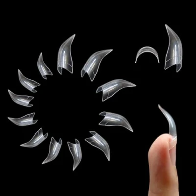 Afbeelding van NOVO OVO 504 stuks kunstnagels van transparante gel voor het persen 3D nagels in de vorm een adelaarsklauw, dik, extra diepe valk amandel, French Tips zacht acryl