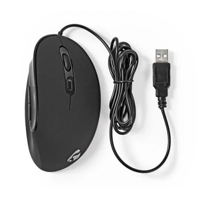 Image de Nedis Souris ergonomique optique 6 boutons filaire USB 2.0 noir
