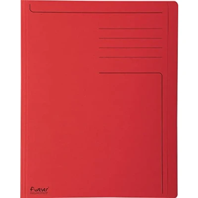 Afbeelding van Exacompta Ref. 441003E Verpakking met 100 drukmappen verspringende rand Forever® 280 g/m² 100% gerecycled en gecertificeerd blauwe engel afmetingen 24 x 32 cm voor DIN A4 kleur rood
