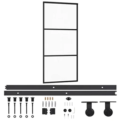 Afbeelding van VidaXL Schuifdeur met beslag 90x205 cm aluminium en ESG glas