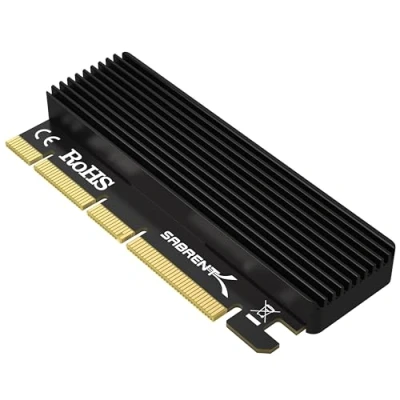Afbeelding van SABRENT M.2 SSD NVMe naar PCIe adapter met aluminium koellichaam en warmtepad, voor tot 16 TB, PCI E 3.0 X4 X8 X16 Card (EC PCIE) converter