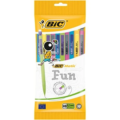 Afbeelding van BIC Matic Fun Vulpotloden Verschillende Kleuren Lichaam Pak van 10 Stuks Drukpotlood HB 0.7 mm