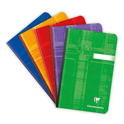 Afbeelding van Clairefontaine 69602C Een boekje met canvas achterkant, 11 x 17 cm, 192 pagina&#039;s, kleine ruitjes, wit papier, 90 g, gelamineerde omslag, willekeurige kleur