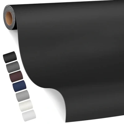 Afbeelding van zelfklevend reparatieleer, 80 x 200 cm, lederen reparatiepatch, kunstleer, voor banken, autostoelen, meubels, tassen, jassen (Liscio zwart)