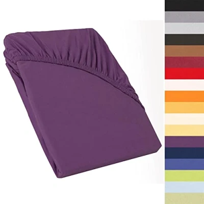 Afbeelding van CelinaTex Perla Boxspringbed hoeslaken 90x200 100x200 cm Mako jersey hoeslaken, paars, 160g/m²