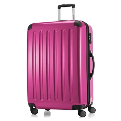 Afbeelding van HAUPTSTADTKOFFER Alex harde Koffer trolley rolkoffer reiskoffer, 4 dubbele wielen, uitbreiding, magenta, 75 cm Koffer,
