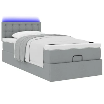 Afbeelding van vidaXL Bedframe met matras 90x190cm stof lichtgrijs