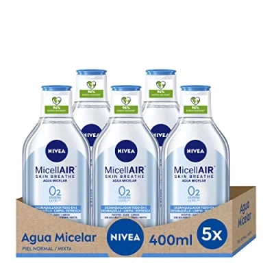 Afbeelding van NIVEA Micellair Skin Breathe Water Normale Huid in verpakking van 5 stuks (5 x 400 ml) Make up Remover voor ogen, gezicht en lippen