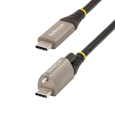 Image de StarTech.com Câble USB C 10Gbps 50cm à Verouillage par Vis Supérieure 3.1/3.2 Gen 2 Type 100W/5A Power Delivery DP Alt Mode Cordon Unique (USB31CCTLKV50CM) 24 pin (M) droit/bloquant pour