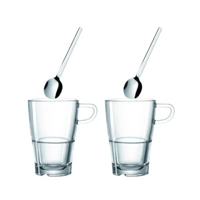 Afbeelding van Leonardo Senso Latte Macchiato Glazenset 4 Delig 2 Glazen &amp; Lepeltjes
