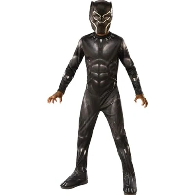 Afbeelding van rubie&#039;s Officieel Avengers Black Panther klassiek kostuum voor kinderen maat 5 6 jaar superheld Marvel met overall en masker ideaal Halloween,