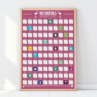 Afbeelding van Gift Republic Scratch Poster 100 Cocktails Krasposter