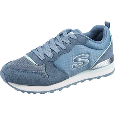 Image de Skechers Baskets Og 85 Step N Fly pour femme, Maille daim ardoise Duraleather bordure bleu clair, 39 EU