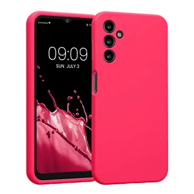 Afbeelding van kwmobile telefoonhoesje geschikt voor Samsung Galaxy A14 5G TPU backcover met siliconen coating Smartphone case in neon roze