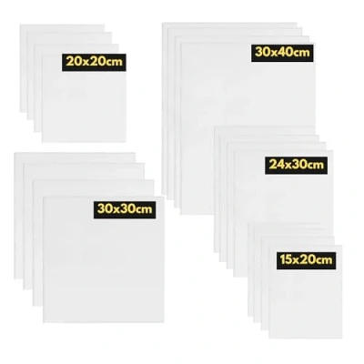 Afbeelding van ARTME Set van 20 blanco canvas panelen, 3 mm, 280 g/m², 100% katoen, drievoudig gegrond, zuurvrij, middelkorrelig