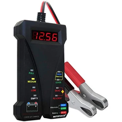 Afbeelding van MOTOPOWER 12 V digitale batterijtester, voltmeter, laadsysteem analysator met lcd display en led display, zwart
