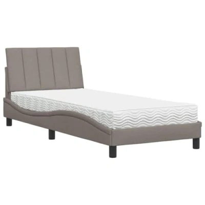 Afbeelding van vidaXL Bed met matras stof taupe 90x190 cm