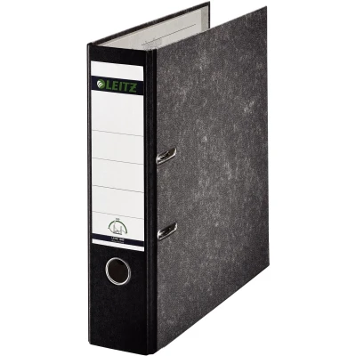 Afbeelding van Leitz ordner, ft folio, rug 80mm, karton, gewolkt zwart ordner