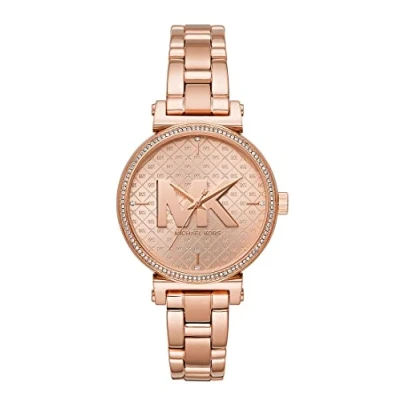 Afbeelding van Michael Kors dameshorloge SOFIE, kastgrootte 36 mm, driewijzerhorloge, roestvrijstalen band, Rozengoud.