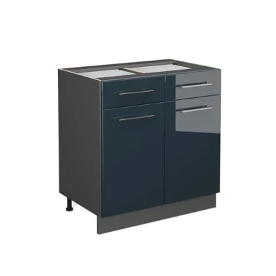 Afbeelding van Vicco Keukenonderkast Fame Line, Donkerblauw hoogglans/Antraciet, 80 cm zonder werkblad
