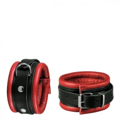 Afbeelding van Enkelboeien 5 cm breed zwart/rood
