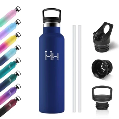 Afbeelding van 750 ml roestvrijstalen thermosfles met rietje, herbruikbare thermosfles, lekvrij, BPA vrij, voor kinderen, kantoor, camping, werk, reizen, sportschool