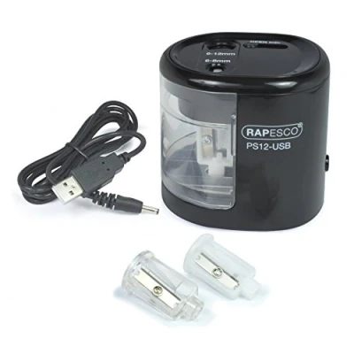 Image de Rapesco 1449 PS12 USB Taille Crayon Électrique Automatique avec chargement ou Batterie (non inclus), Noir