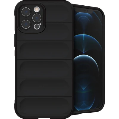 Afbeelding van iMoshion hoesje Geschikt voor iPhone 12 Pro Max Siliconen Design Zwart / Meerkleurig Goud Stars Gold